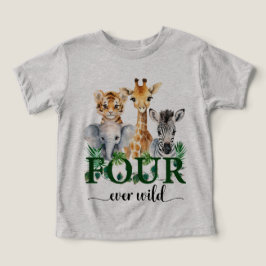 Fyra Alltid Vilda Safari Djur Djungel Barn Kalas T Shirt