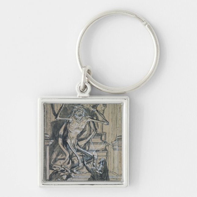 Fyra allvarliga rånarear väcker en spöke fyrkantig silverfärgad nyckelring (Framsidan)