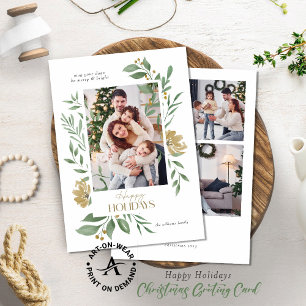 Fyra Anpassningsbar Foton med Lycklig Helgdag Blom Inbjudningar