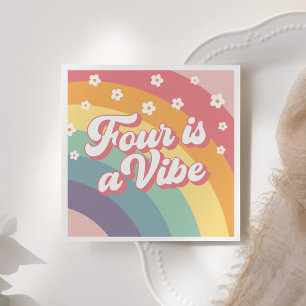 Fyra är en Vibe Retro 70-talets regnbåge Daisy föd Pappersservett