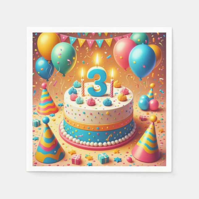 Fyra år gammal födelsedag pappersservett (Framsidan)