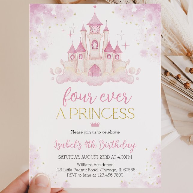 Fyra år som prinsessa 4-års födelsedag inbjudningar (Skapare uppladdad)