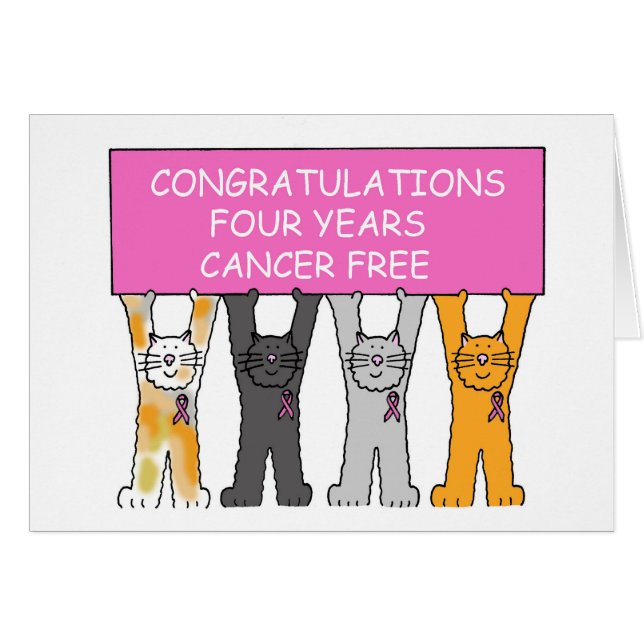 Fyra år utan cancer hälsningskort (Framsidan Horizontal)