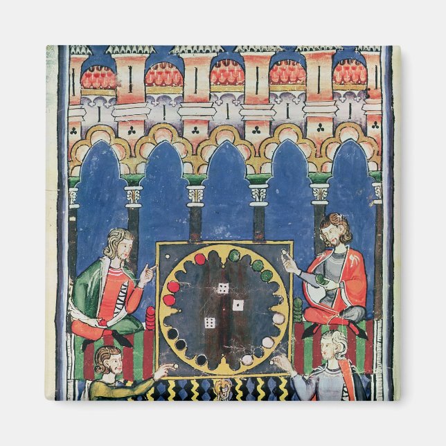 Fyra arabiska backgammon-spelare magnet (Framsidan)