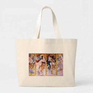 Fyra årstider av Alfons Mucha Art Deco Nouveau Jumbo Tygkasse