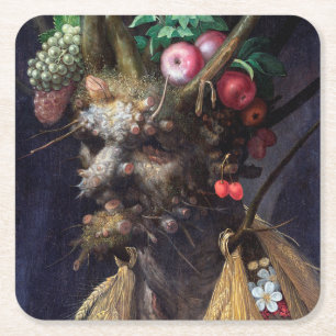 Fyra Årstider i Ett Huvud, Arcimboldo Underlägg Papper Kvadrat