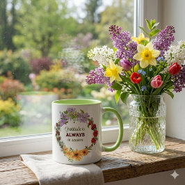 Fyra Årstiders Blomsterkrans Tacksamhetscitat Mugg