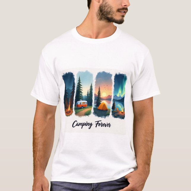 Fyra årstiders camping - Naturälskares glädje T Shirt (Framsida)