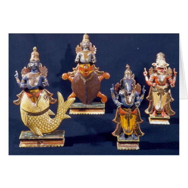 Fyra av incarnationsna av Vishnu Hälsningskort (Framsidan Horizontal)