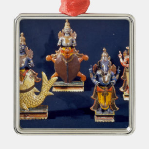 Fyra av incarnationsna av Vishnu Julgransprydnad Metall