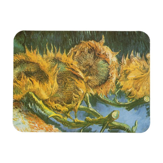 Fyra avskurna solrosor av Vincent van Gogh, Finkon Magnet (Horisontell)
