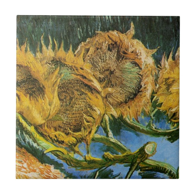 Fyra avskurna solrosor av Vincent van Gogh Kakelplatta (Framsidan)