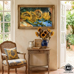 Fyra avskurna solrosor av Vincent van Gogh Poster