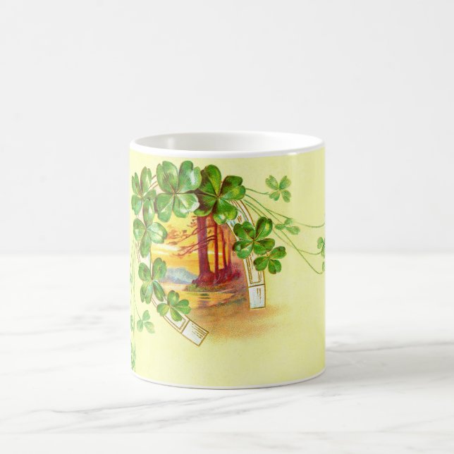 Fyra avvanda klöver och hästskon kaffemugg (Center)