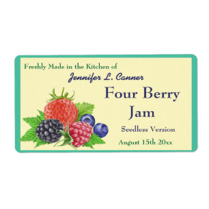Fyra berry Sylt eller Preserve Canning Burk Fraktsedel
