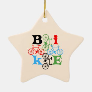 Fyra bikes julgransprydnad keramik