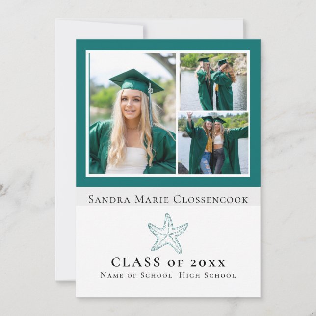 fyra Bild Collage Nautical Starfish student Meddelande (Framsida)