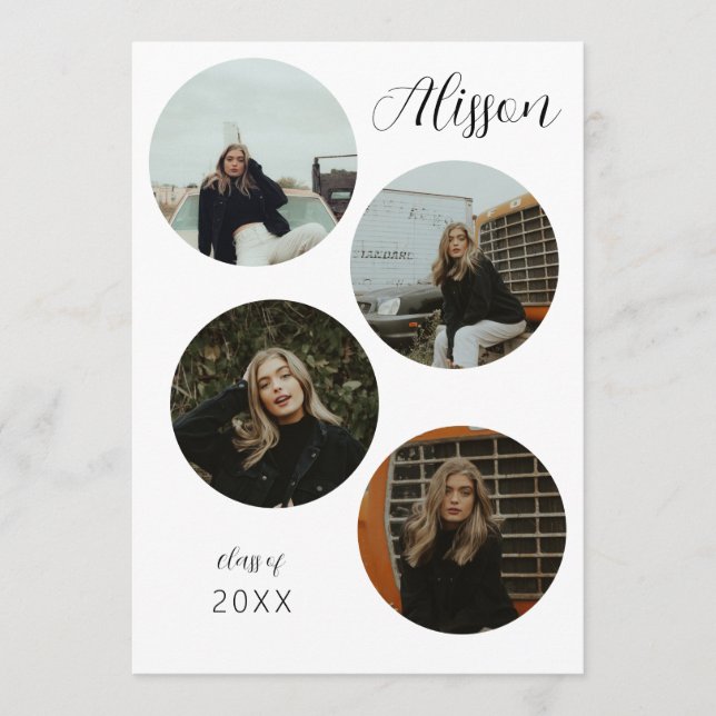 Fyra bild rund examen kungörelse inbjudningar (Framsida)