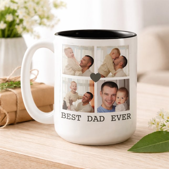 Fyra bilder av världens bästa pappa, en Fars dag Två-Tonad Mugg (Skapare uppladdad)