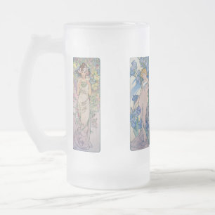 Fyra blommor, Alphonse Mucha Frostat Ölglas