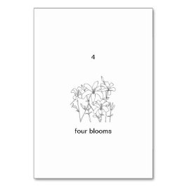 Fyra blommor, anpassningsbar nummer, fickkort bordsnummer