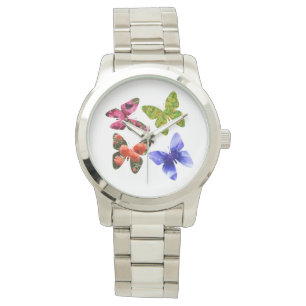 Fyra blommor fjärilar, stor unisex armbandsur