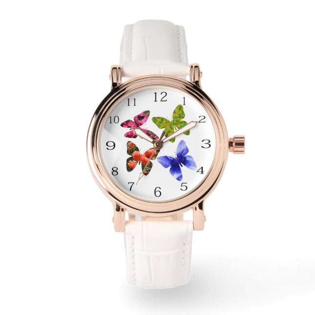 Fyra blommor, stora unisex armbandsur (Framsida)