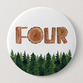 Fyra Boy 4e födelsedagen Grönt Träd Knapp