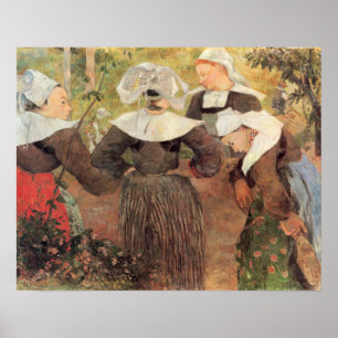 Fyra bretonska kvinnor av Paul Gauguin Poster