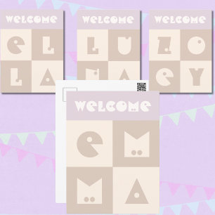 Fyra brev-grattis för nyfödda flicka namn vykort