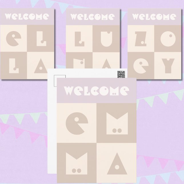 Fyra brev-grattis för nyfödda flicka namn vykort (Skapare uppladdad)