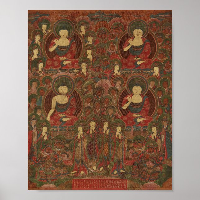 Fyra buddister i ren delstatsbuddhism poster (Framsidan)