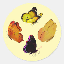 Fyra Butterflies Stickers Runt Klistermärke