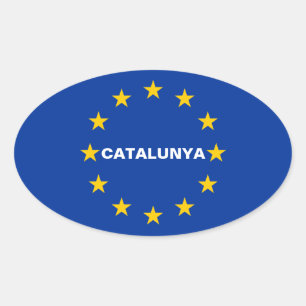 FYRA Catalonia "Catalunya" Europeiska unionflagga Ovalt Klistermärke