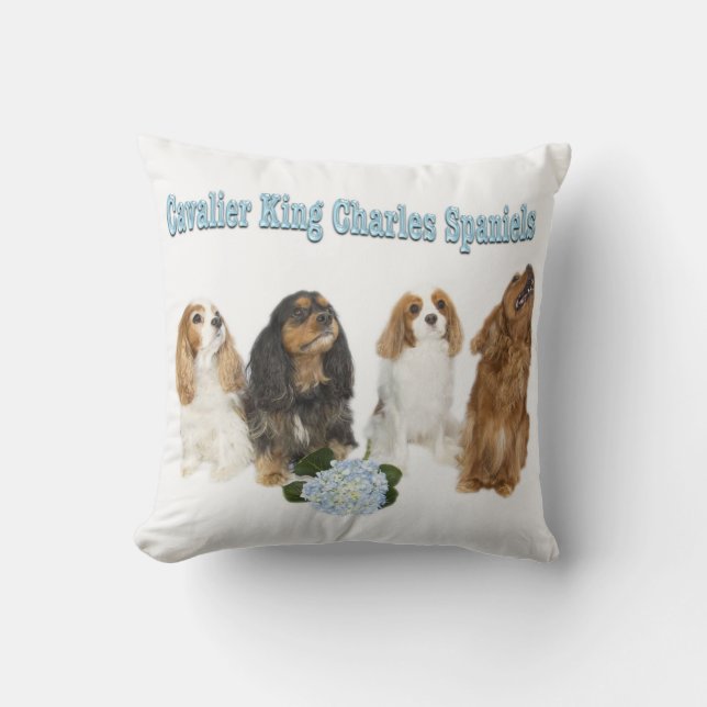 Fyra Cavalier King Charles Spaniels Kudde (Framsida)