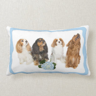 Fyra Cavalier King Charles Spaniels Ländkudde Lumbarkudde