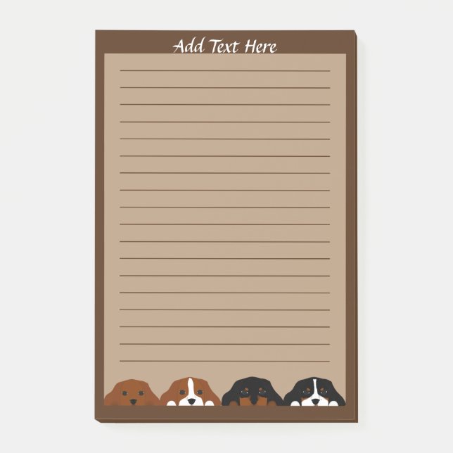 Fyra Cavalier Kung Charles Puppy Hund Post-it Block (Framsida)