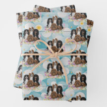 Fyra Cavalier Kung Charles spaneler i Flowers