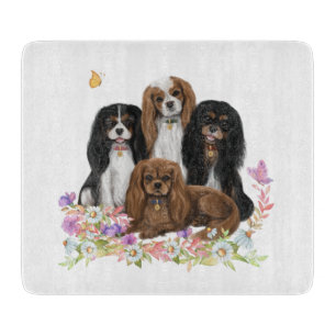 Fyra Cavalier Kung Charles spaneler i Flowers