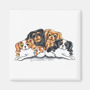 Fyra Cavalier Kung Charles spaneler Magnet