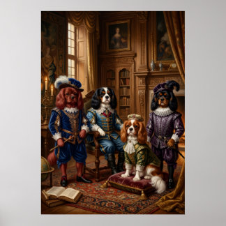Fyra Cavalier Spaniel Musketörer Porträtt Poster