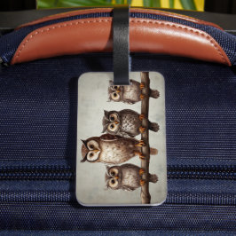 Fyra Charming Uggla Bagagebricka