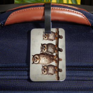 Fyra Charming Uggla Bagagebricka