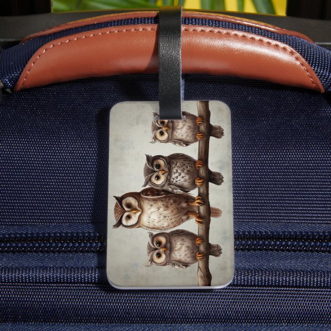 Fyra Charming Uggla Bagagebricka (Baksida Insitu 4)