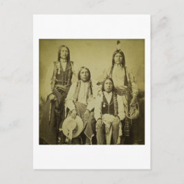 Fyra Cheyenne Scouts Vintage Stereoview Vykort