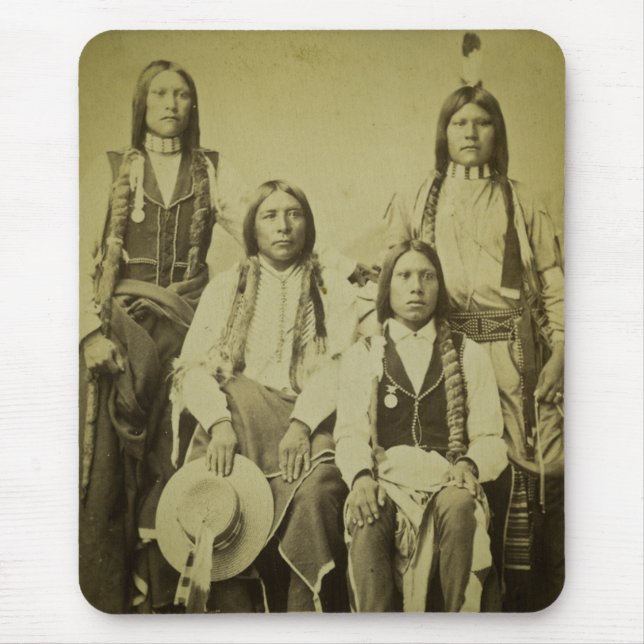 Fyra Cheyenne spanar vintage Stereoview Musmatta (Framsidan)