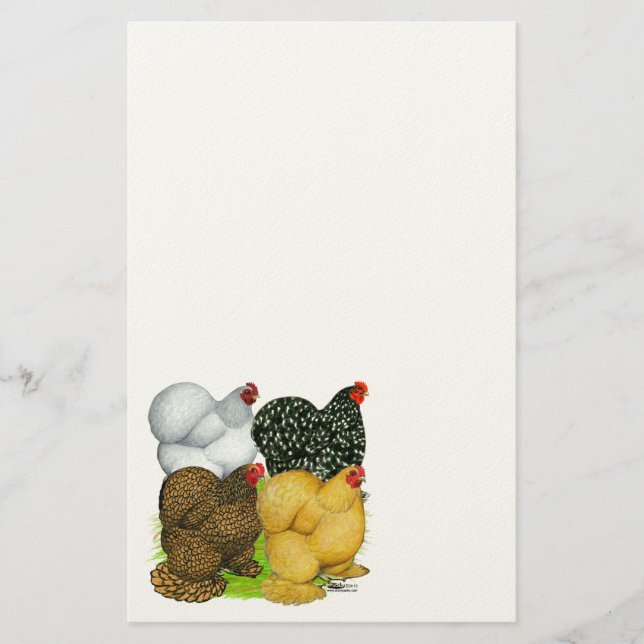 Fyra Cochin-höns Brevpapper (Framsida)