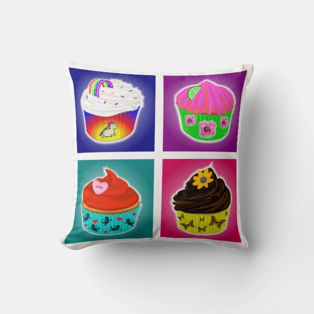 Fyra Cupcakes Kastkudde Kudde (Framsida)
