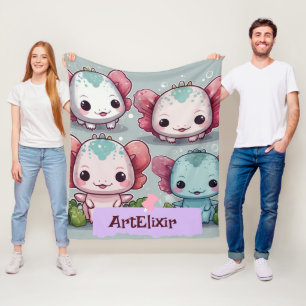 Fyra Cute Axolotl-utskrift Fleecefilt