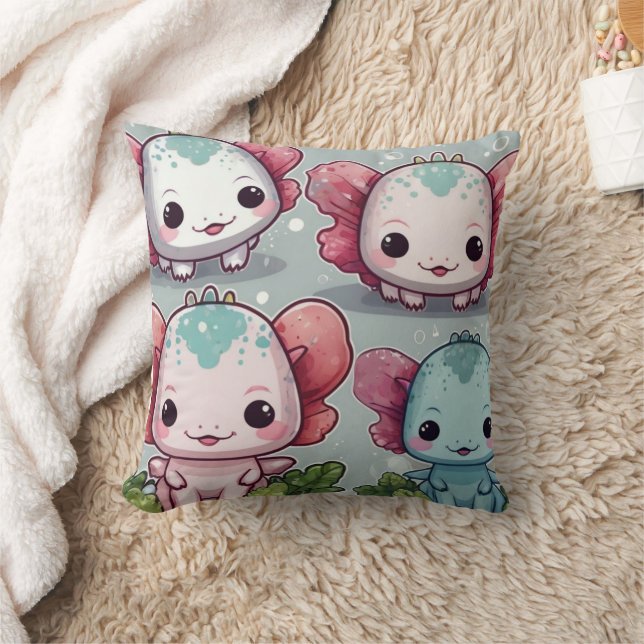 Fyra Cute Axolotl-utskrift Kudde (Filt)